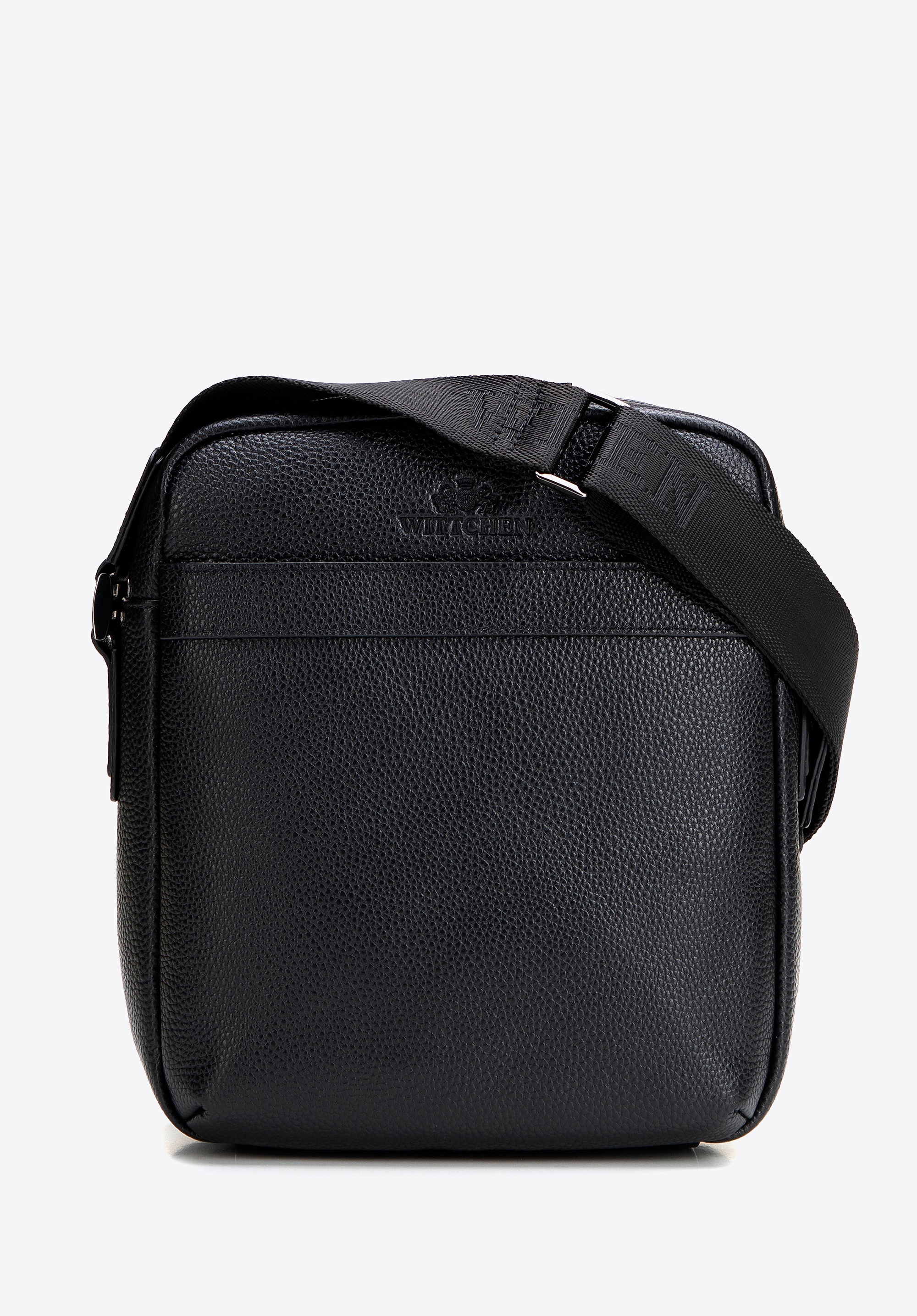 Męska listonoszka ze skóry naturalnej groszkowej czarna