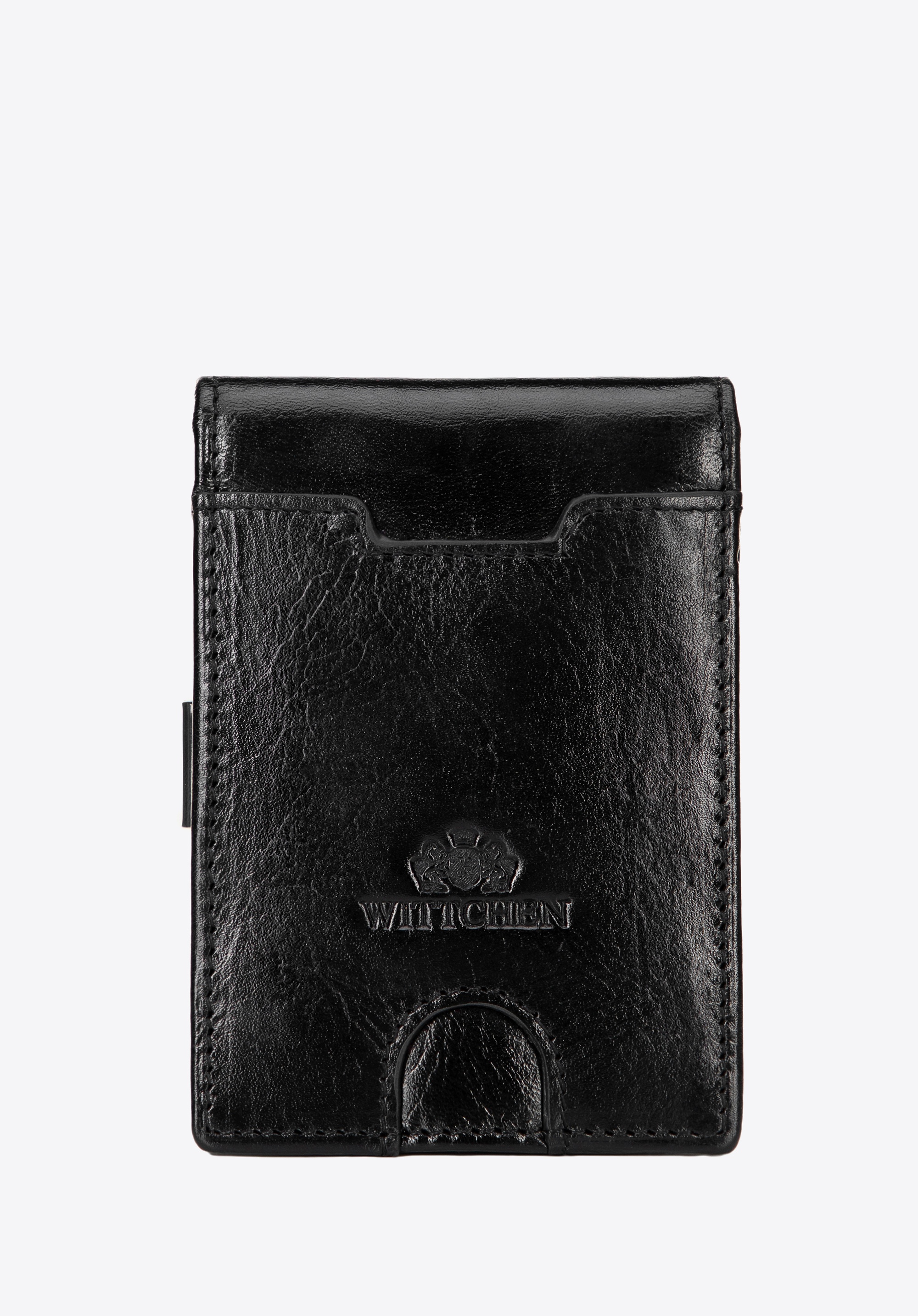 Męski portfel ze skóry naturalnej z klipsem czarny