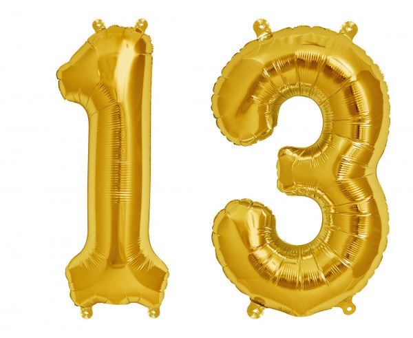 Balony Foliowe Cyfra "13", 100 cm, złoty