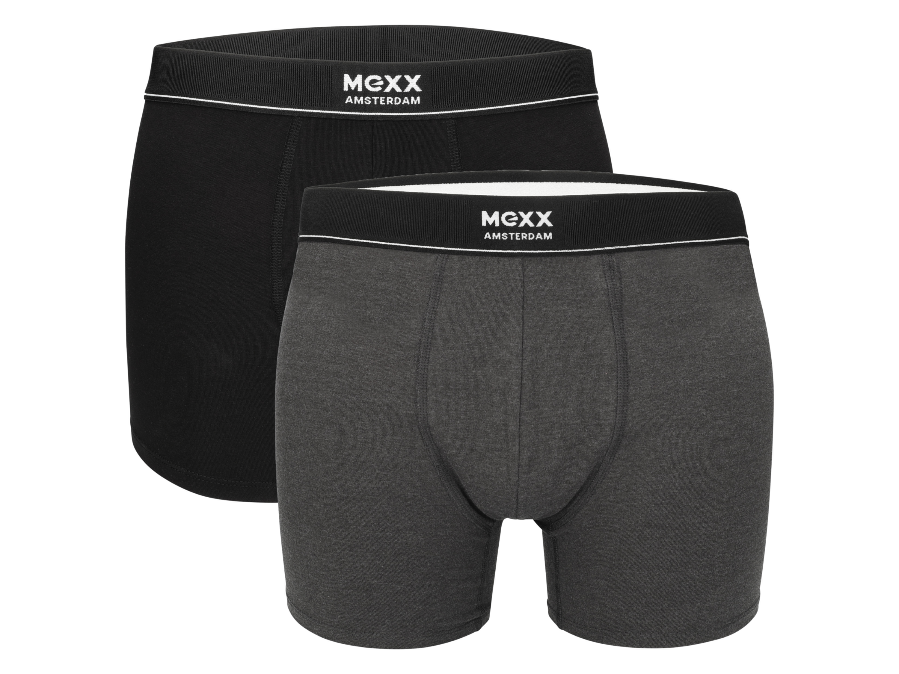 Mexx Bokserki męskie z bawełną, 2 pary Czarny/ szary, XXL