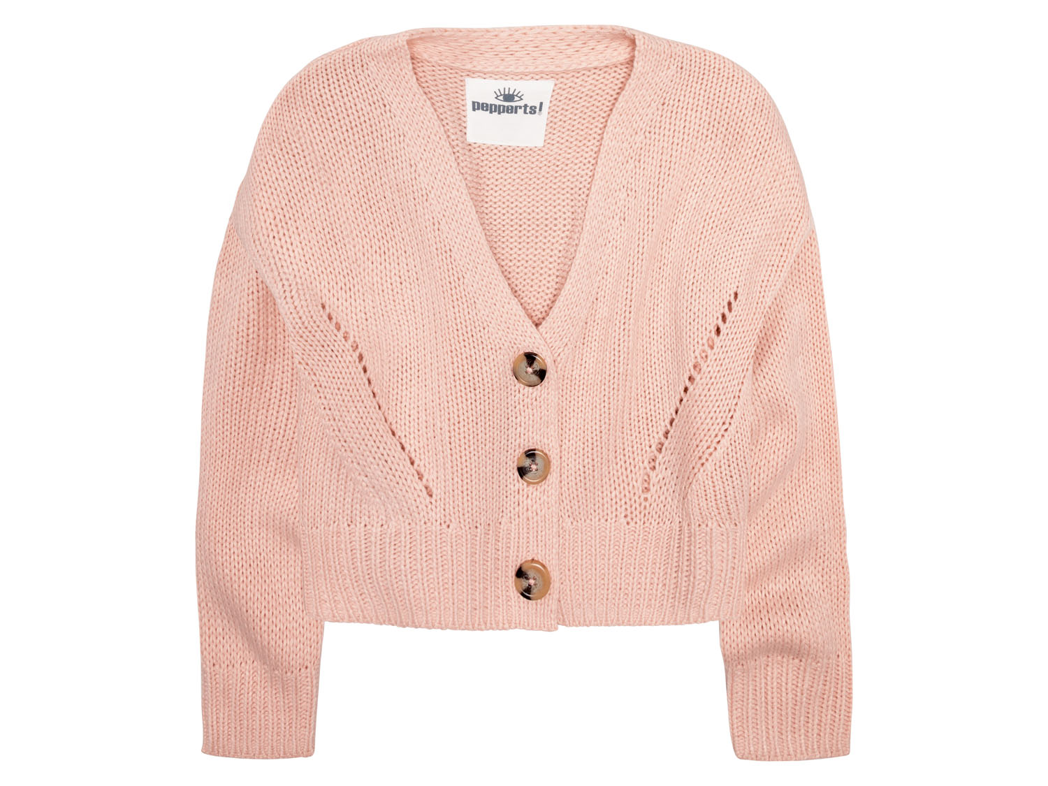 pepperts! Sweter dziewczęcy zapinany 122/128, Różowy
