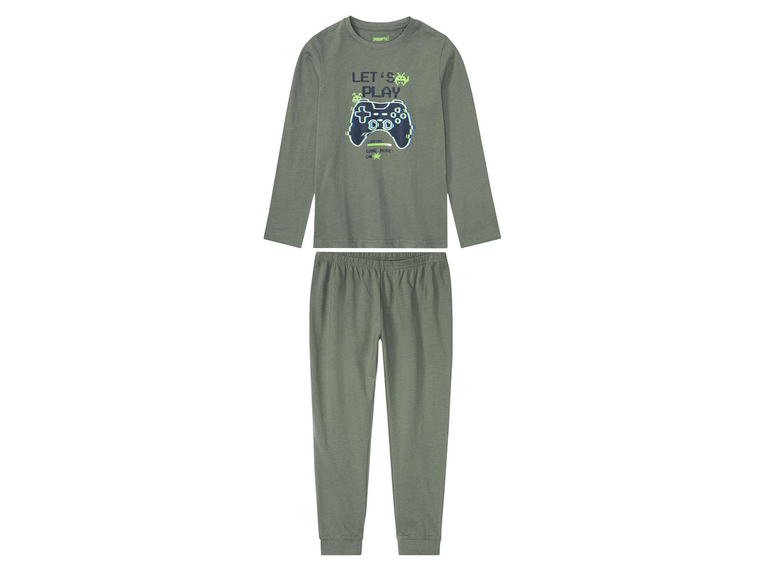pepperts! Piżama młodzieżowa chłopięca z bawełny, 1 komplet 158/164, Khaki