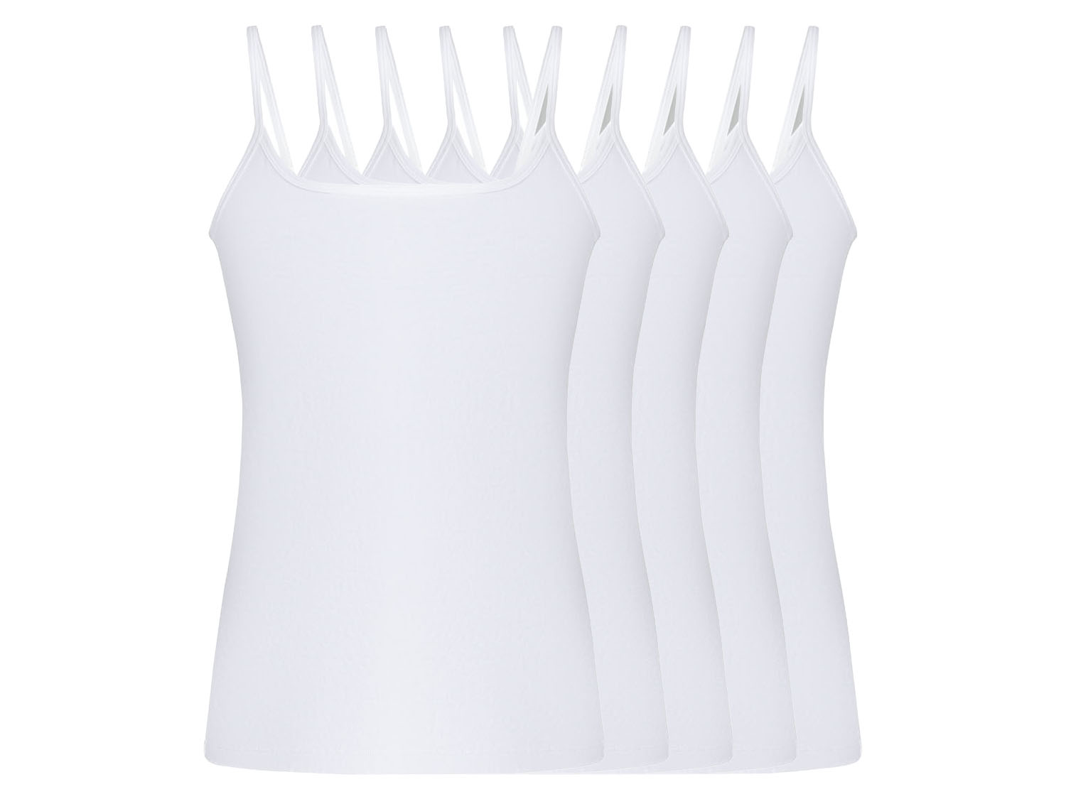 esmara Topy na ramiączkach typu spaghetti z bawełną, 5 sztuk XS 32/34, Biały