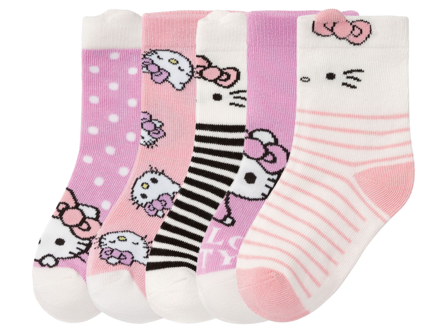 Skarpetki dziewczęce z bohaterami bajek, 5 par 23/26, Wzór Hello Kitty