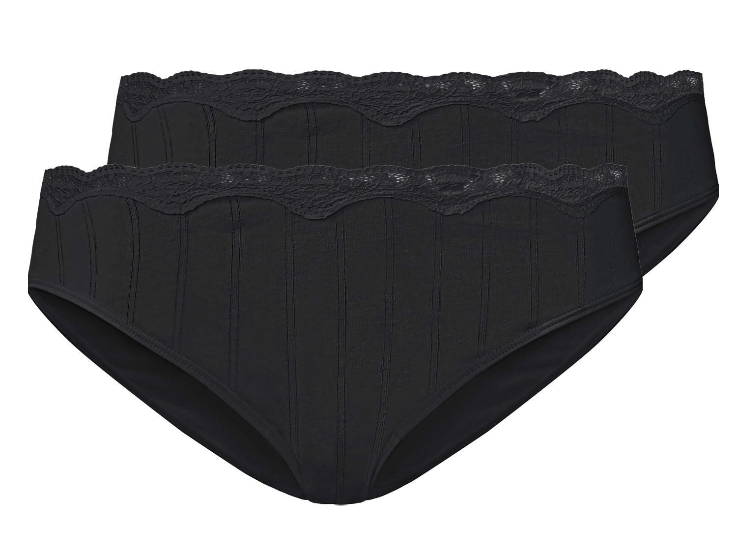 esmara Figi damskie z koronką, z bawełną, 2 pary Xl48/50, Czarny