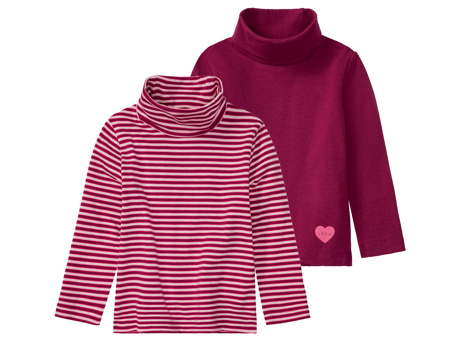 lupilu Golfy dziewczęce z bawełną, 2 sztuki 110/116, Śliwkowy/różowy/różany