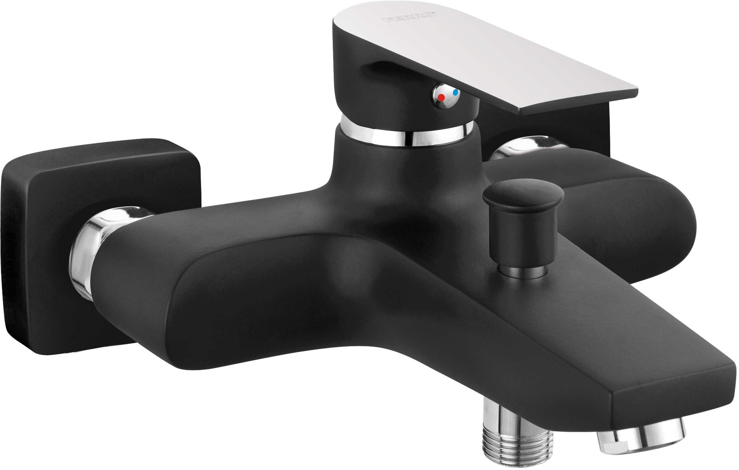 Darmowa Dostawa - Bateria wannowo-prysznicowa Ferro Algeo Square Black BAQ1BLC