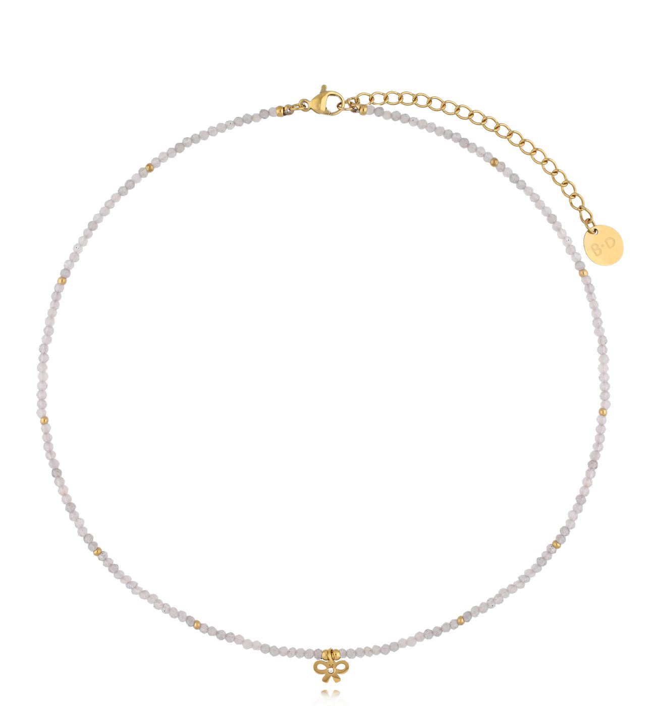 Naszyjnik z labradorytami i kokardką NTW1364