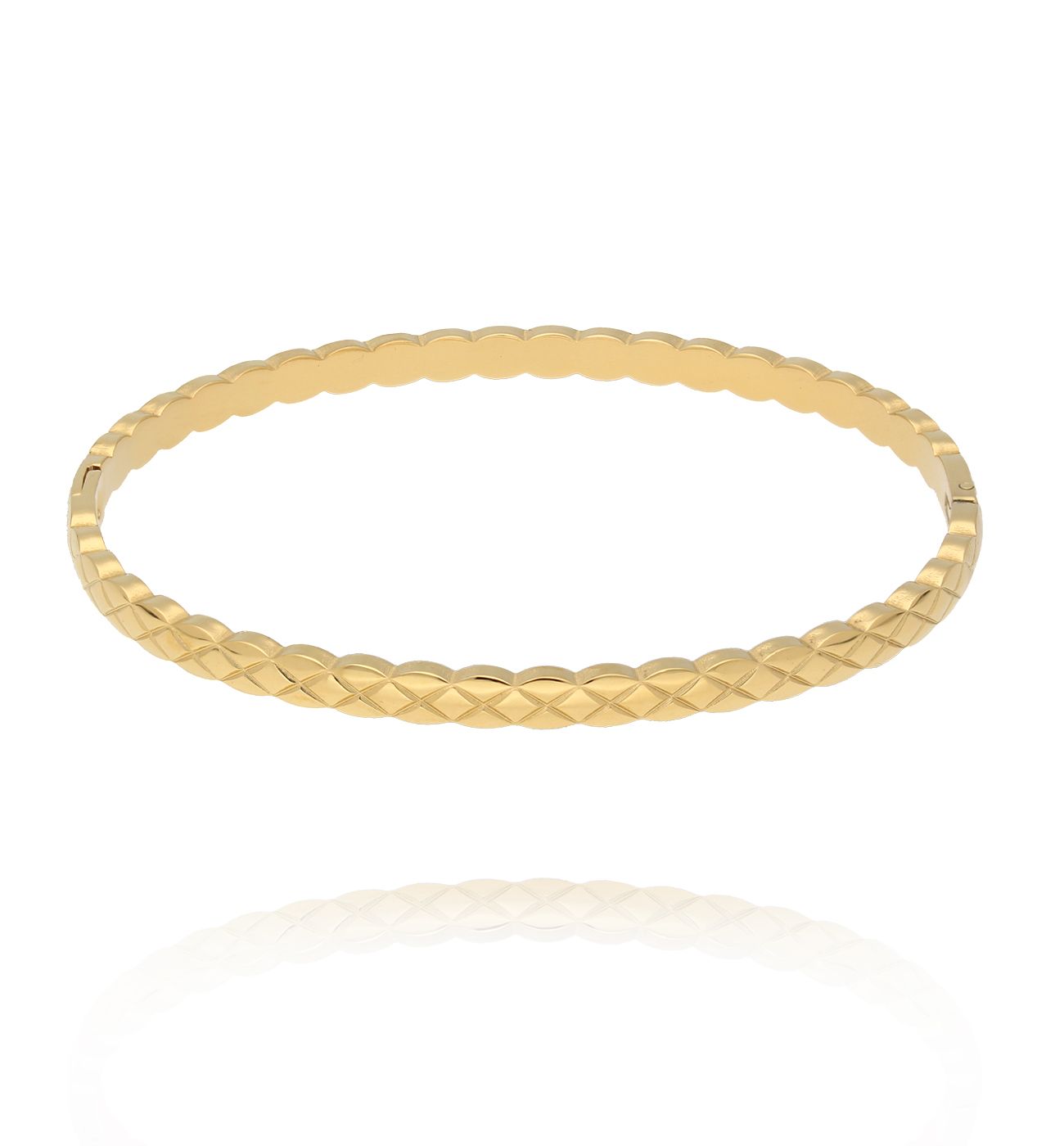 Bransoletka obręcz zamykana z grawerem w romby złota BSY0466