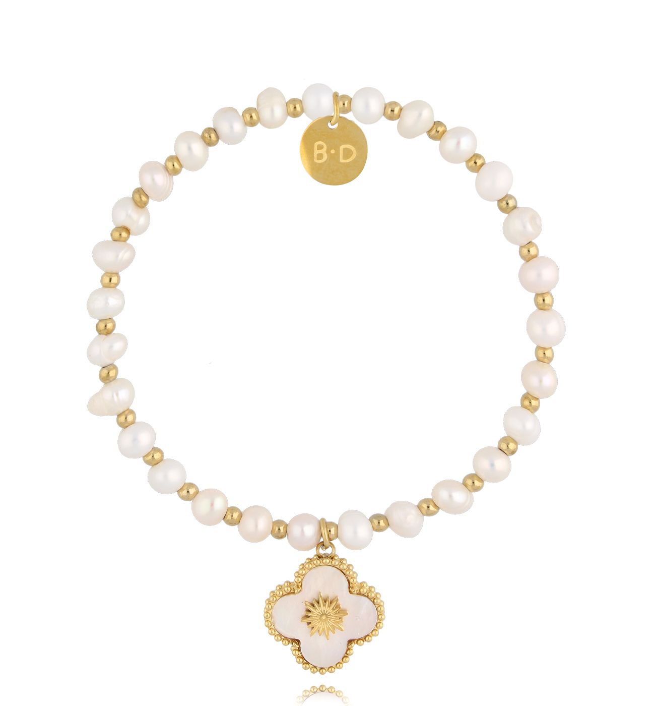 Bransoletka z perłami i koniczynką BPE0101