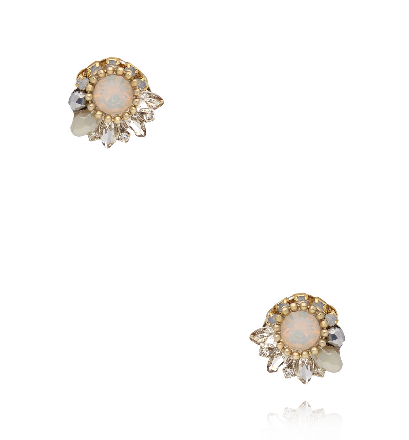 Kolczyki z beżowymi kryształkami KLU0141 - By Dziubeka