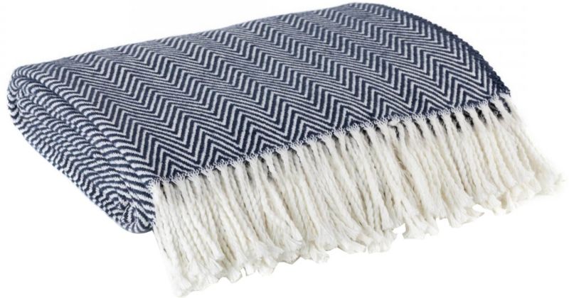 Koc Eurofirany Pled 180 x 220 cm granatowy / kremowy