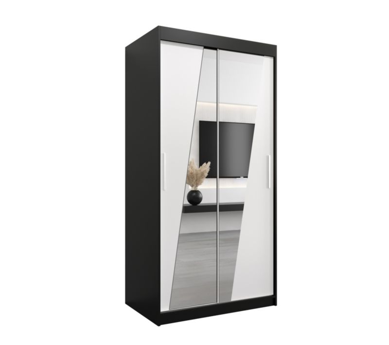 Szafa przesuwna Garderoba Abiks RHOMB 100 czarny mat + biały mat 1 szt.