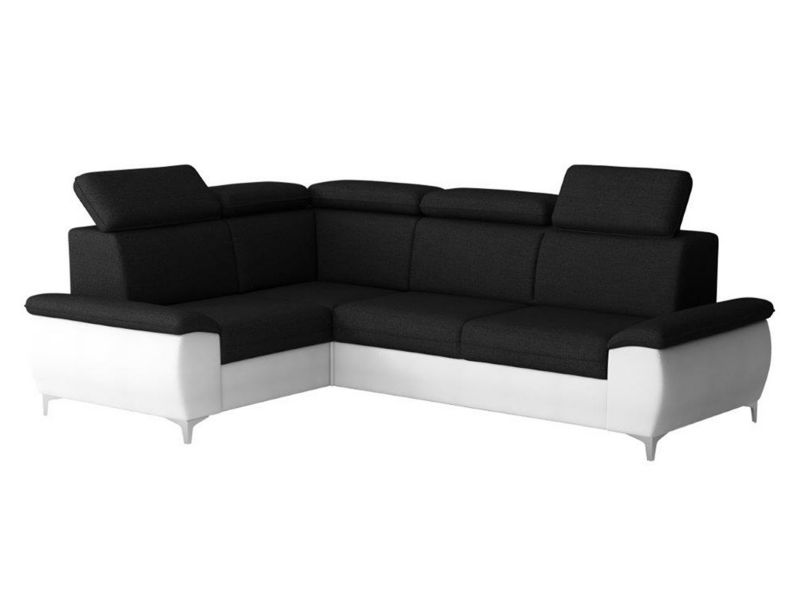 Narożnik z funkcją spania MIRJAN 24 Magic B lewy biała ekoskóra + czarny 1 szt.