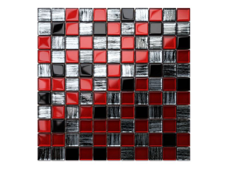 Mozaika szklana Ilcom karmazyn nero aluminium jeans 30x30cm 1 szt.