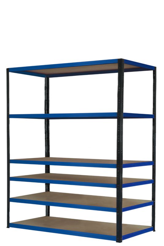 Regał metalowy MODO24 magazynowy stojak grafitowo-niebieski helios 196x150x30cm 6 półek po 175 kg 1 szt.