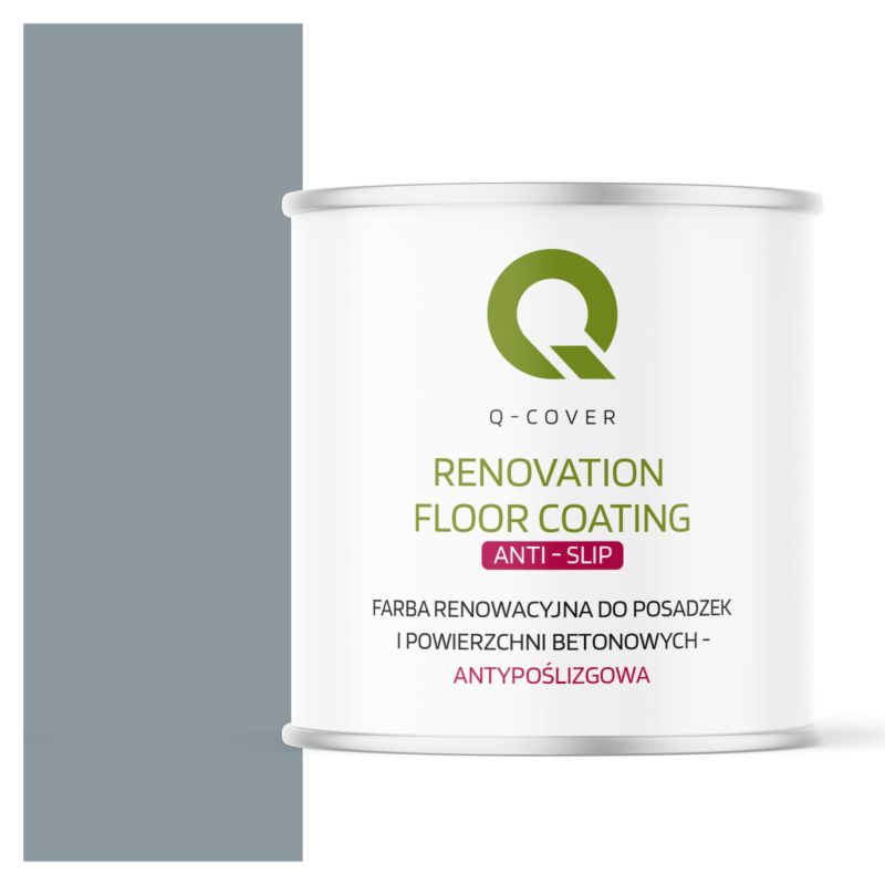 Farba Antypoślizgowa do Posadzek i Powierzchni Betonowych Renowacyjna Q-Cover Szaro-Błękitny RAL7001 2.5L