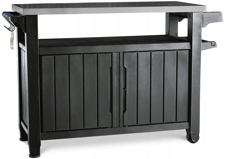 Barek Ogrodowy Keter Pojemny Mobilny Stół grillowy na Ogród 207L grafitowy 1 szt