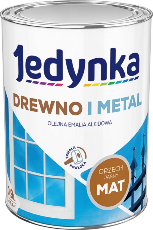 Emalia alkidowa Jedynka Drewno i Metal orzech jasny mat 0,9 l