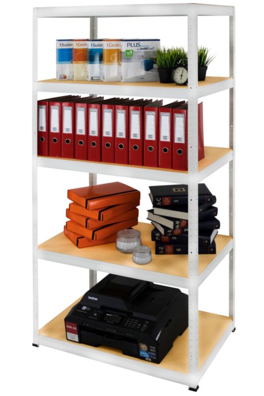 Regał metalowy MODO24 magazynowy stojak biały helios 196x100x50cm 5 półek po 350 kg 1 szt.