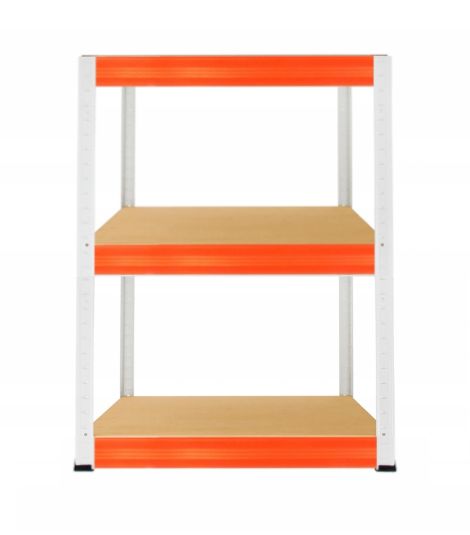 Regał metalowy MODO24 magazynowy warsztatowy biało-pomarańczowy helios 90x35x35cm 3 półki po 175 kg 1 szt.