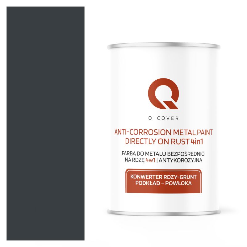 Farba do Metalu Prosto na Rdzę 4w1 Q-Cover Antracyt RAL7016 Półmat 1L
