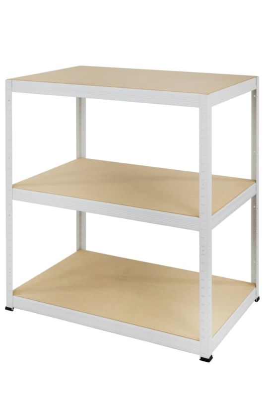 Regał metalowy MODO24 magazynowy warsztatowy biały helios 90x100x45cm 3 półki po 275 kg 1 szt.