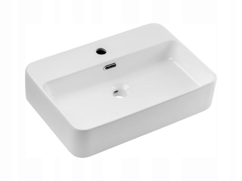 Umywalka nablatowa TRUST 2 55 cm biały połysk prostokątna ceramika 1 szt.