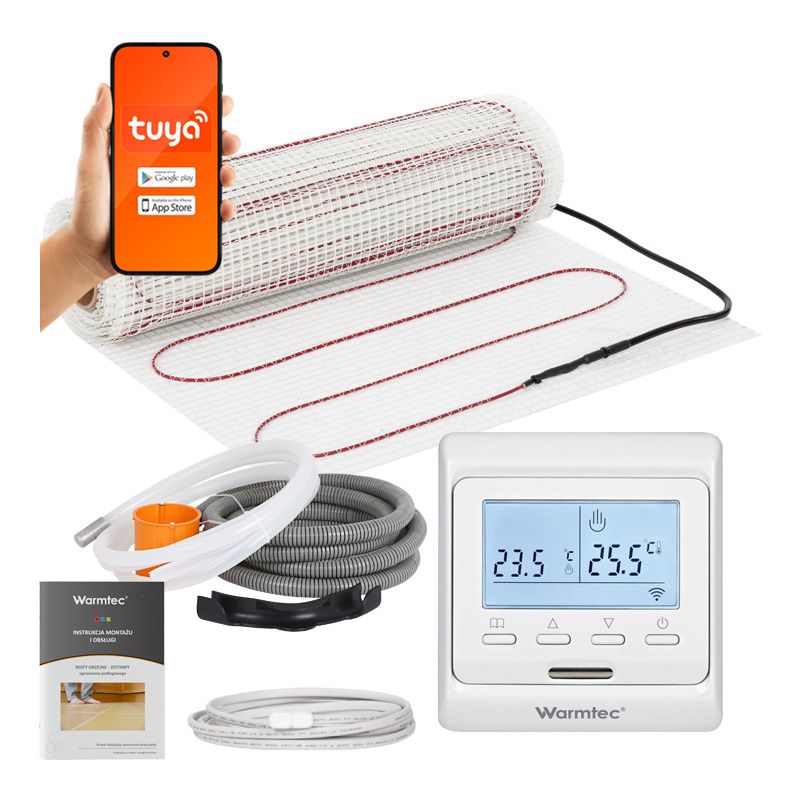 Mata grzewcza grzejna pod płytki Warmtec 10m² 160W/m² zestaw biały regulator DSH-100/T510 1szt.