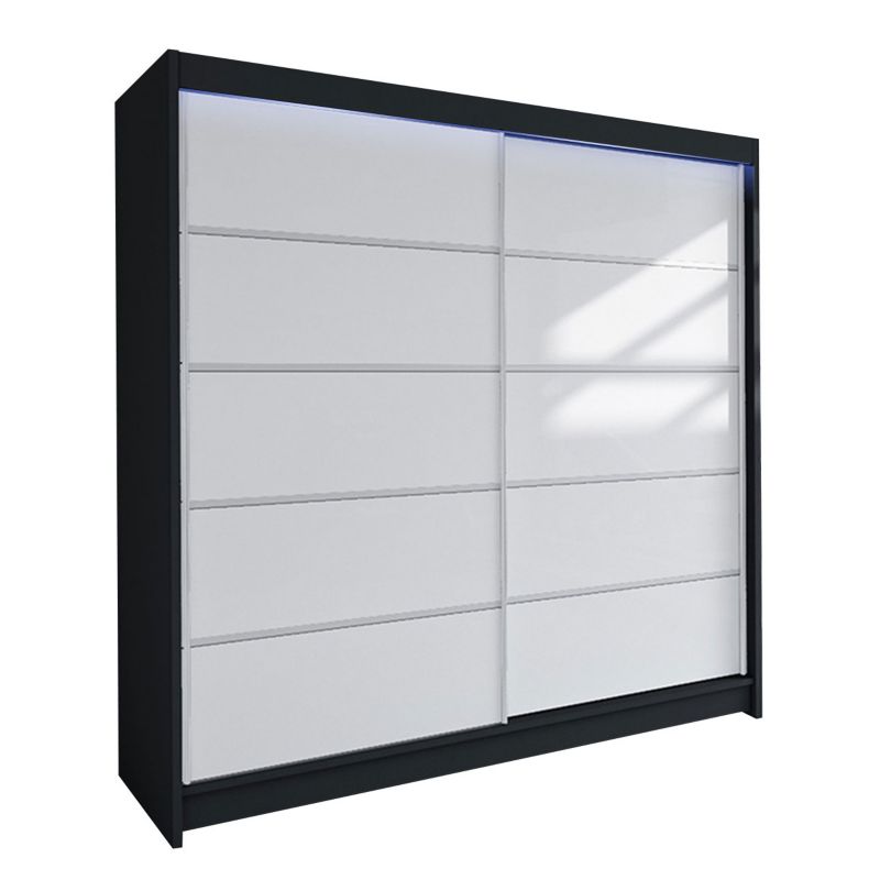 Szafa MIRJAN 24 z drzwiami przesuwnymi Talin IV z oświetleniem RGB czarny/biały 1 szt.