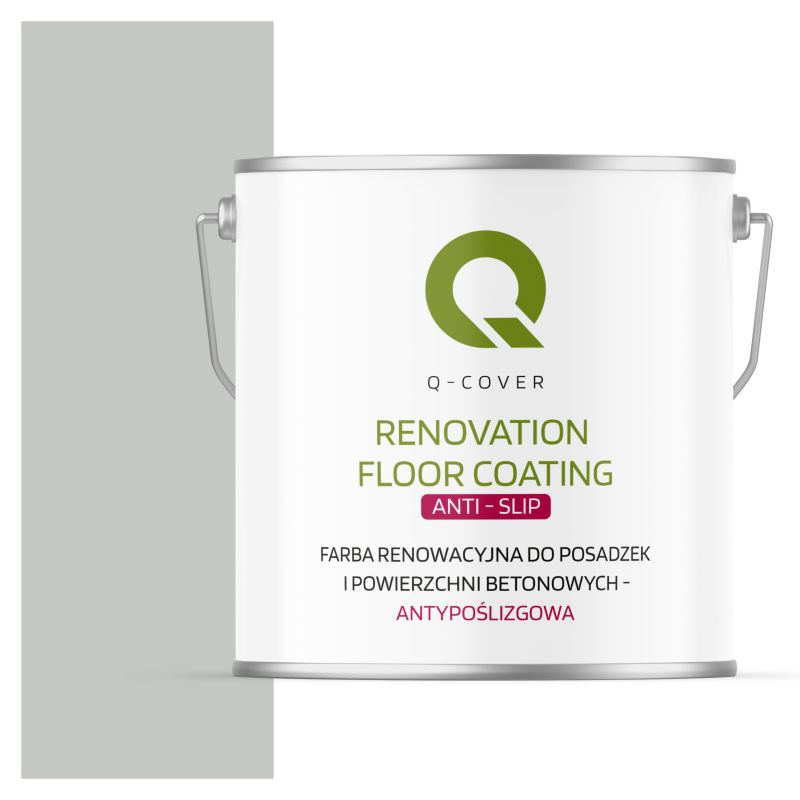 Farba Antypoślizgowa do Posadzek i Powierzchni Betonowych Renowacyjna Q-Cover Szary Jasny RAL7035 5L