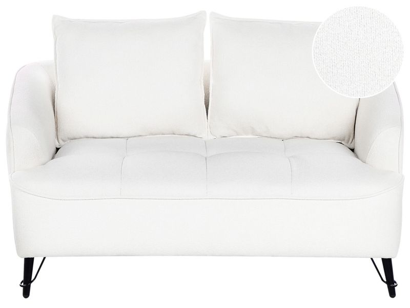 Sofa dwuosobowa boucle biała Hobro 1 szt.