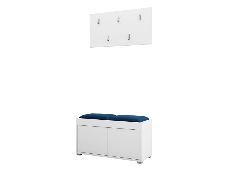 Garderoba MIRJAN 24 z siedziskiem Gesita VII biały szafirowy plusz 1 szt.