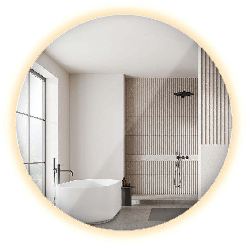 Lustro LED ArtPrintCave 80 cm do Łazienki Okrągłe Glamour LED Ciepły 1 szt.