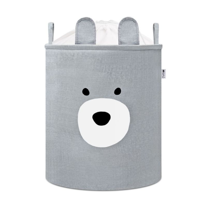 Kosz na zabawki SIPO, rozmiar XXL, premium, zamykany na ściągacz, z uchwytami, miś, 1 szt.