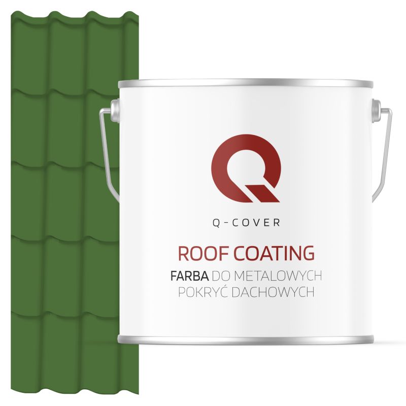 Farba do Metalowych Pokryć Dachowych Q-Cover Zielony trawiasty RAL6010 Wysoki Połysk 5L