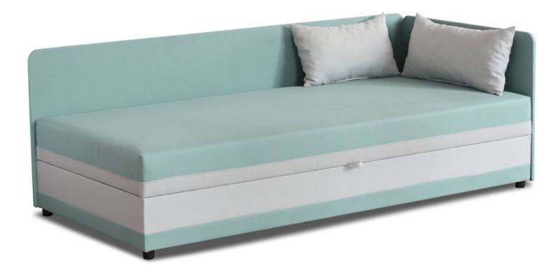 Tapczan jednoosobow z pojemnikiem Bonni Hirek 80x180 Miętowy/Szary 1 szt.