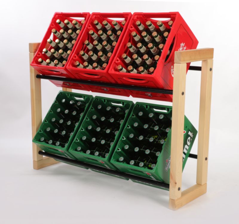 Regał na skrzynki na napoje MODO24 z metalowymi drążkami 85x107 cm naturalny 1 szt.