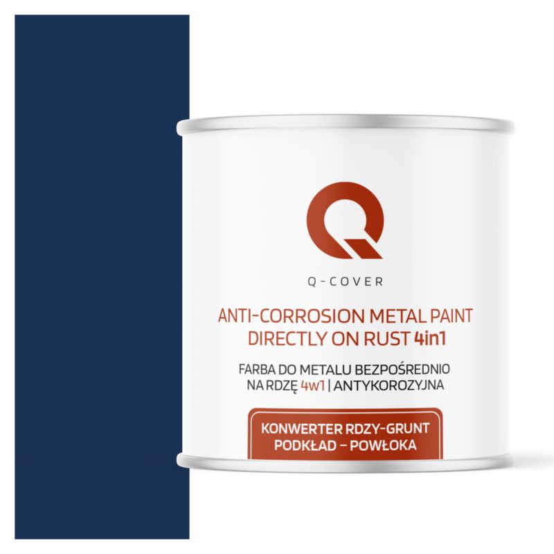 Farba do Metalu Prosto na Rdzę 4w1 Q-Cover Niebieski kobaltowy RAL5013 Wysoki Połysk 2.5L