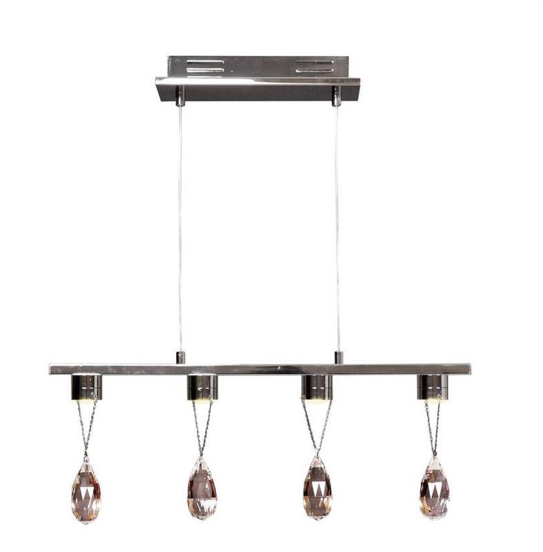 Srebrna lampa wisząca LED z kryształkami do salonu PRISMAA chromowa