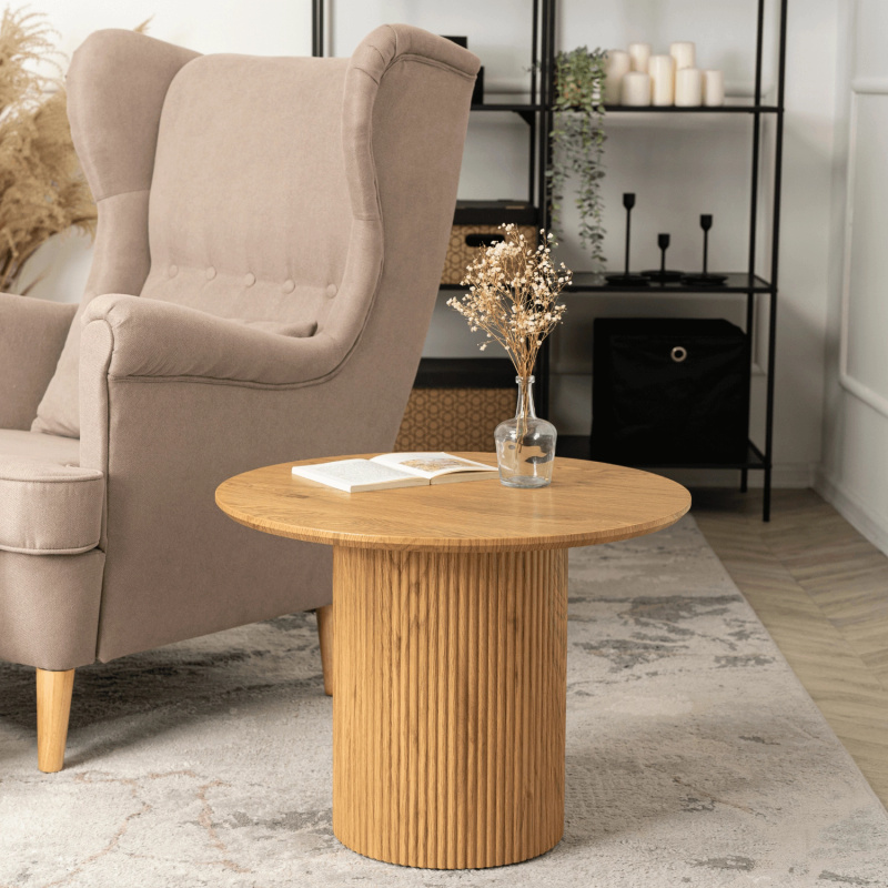 Okrągły stolik kawowy 60 cm MAYLINO dąb naturalny