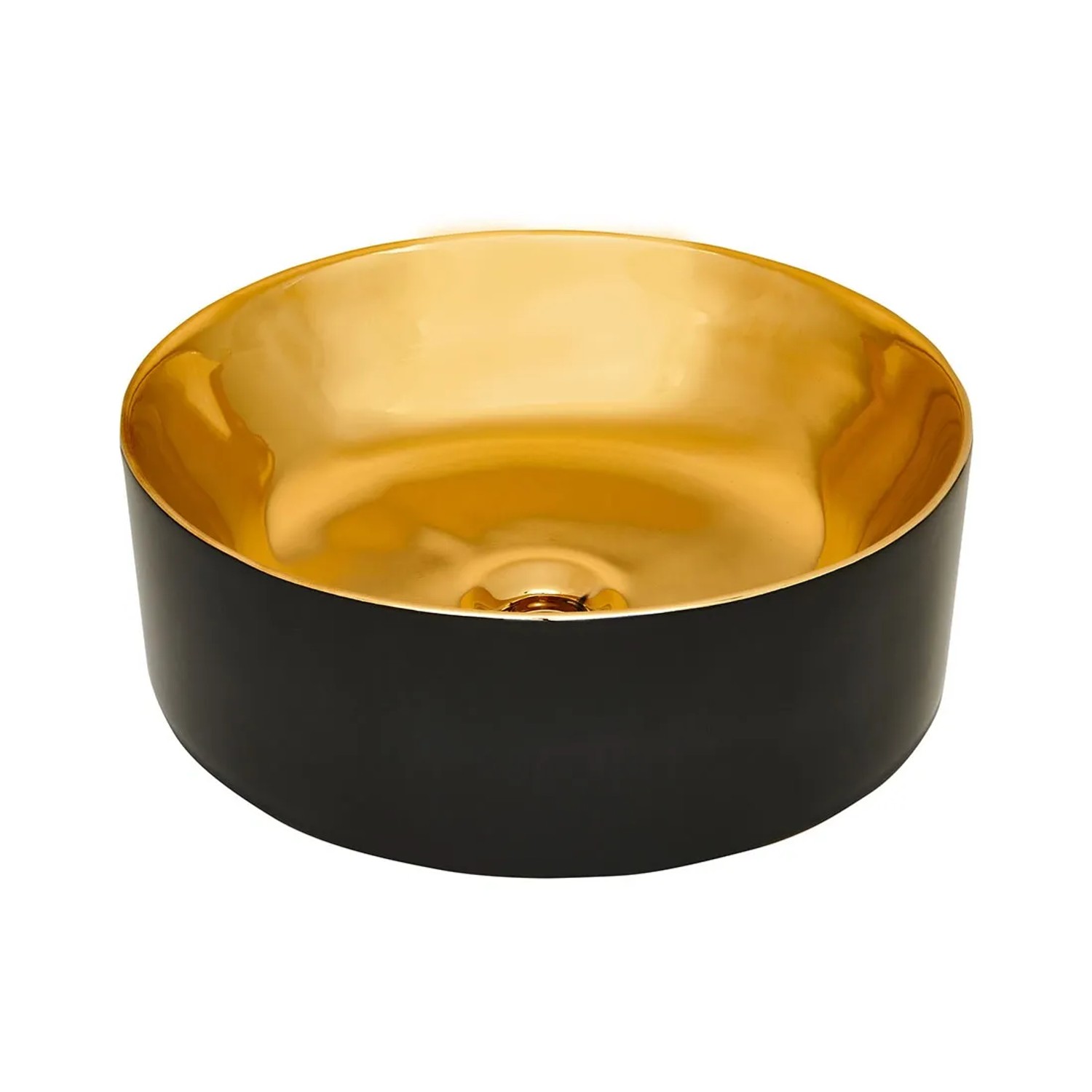 Umywalka nablatowa Keto okrągła 41,5 x 13,5 cm czerń-złoty połysk