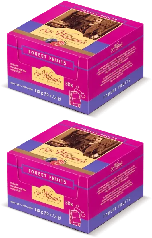 2x Herbata owocowa w kopertach Sir William’s Forest Fruits, owoce leśne, 50 sztuk x 2.4g