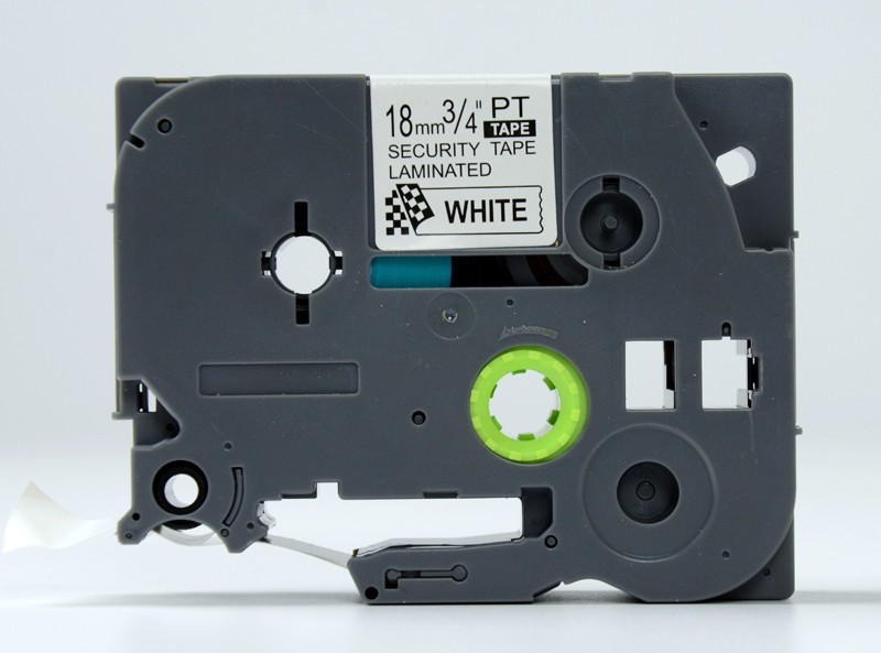 Taśma laminowana do drukarek etykiet Brother TZE-SE4, 18mmx8m, nadruk czarny, taśma biała