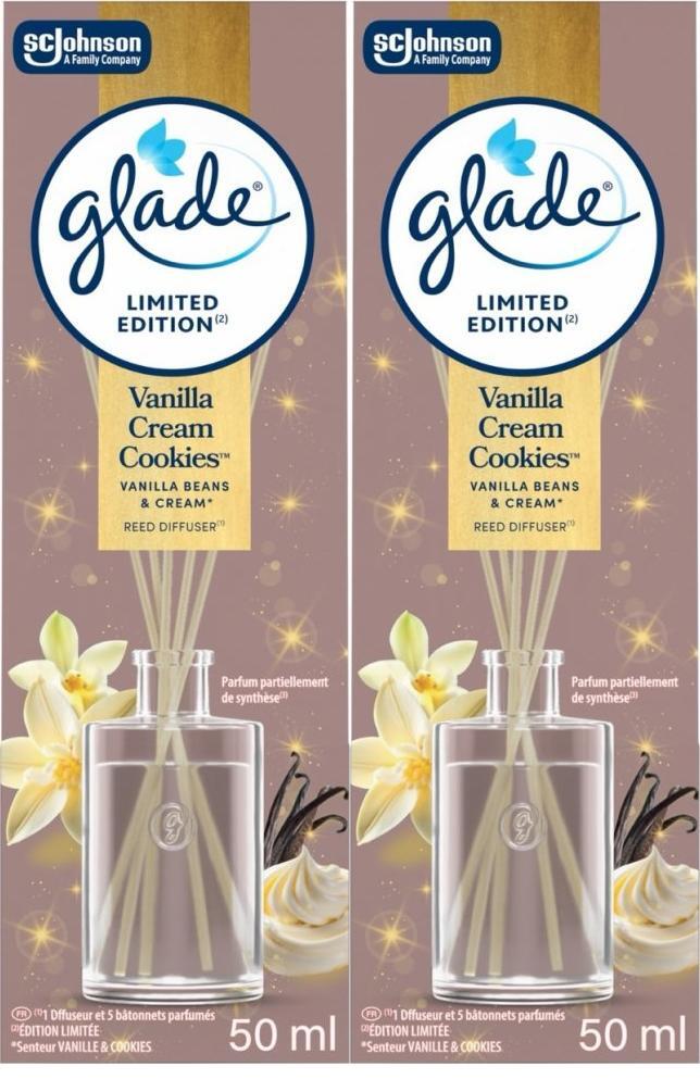 2x Patyczki zapachowe Glade Reed Diffuser Vanilla Cream Cookies, 50ml