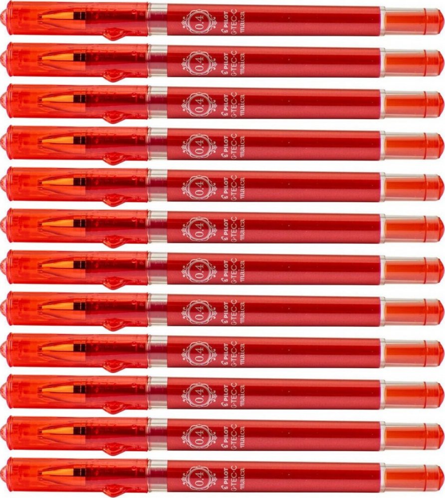 12x Długopis żelowy Pilot G-Tec Maica, 0.4mm, czerwony