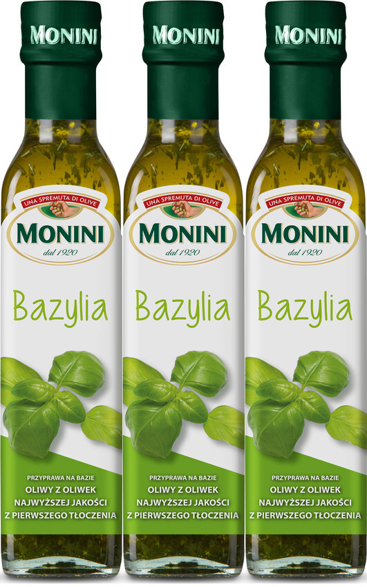 3x Oliwa z oliwek Extra Vergine Monini, bazylia, 250ml