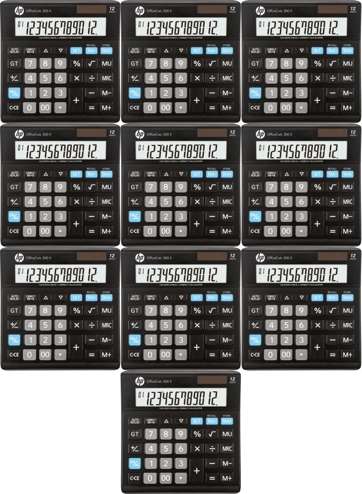 10x Kalkulator biurowy HP-OC 300 II/INT BX, 12-cyfr, czarny