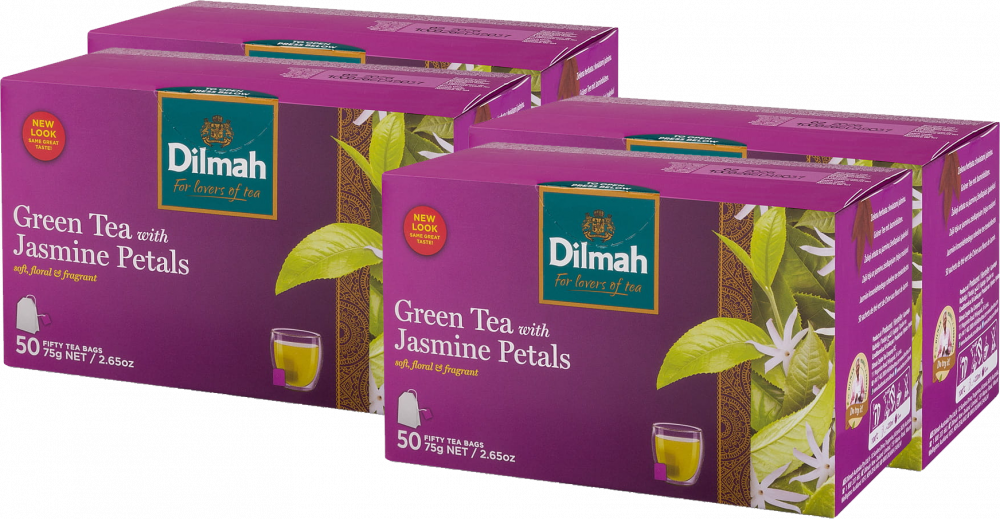 4x Herbata zielona w torebkach Dilmah Jasmine, jaśmin, 50 x 1.5g