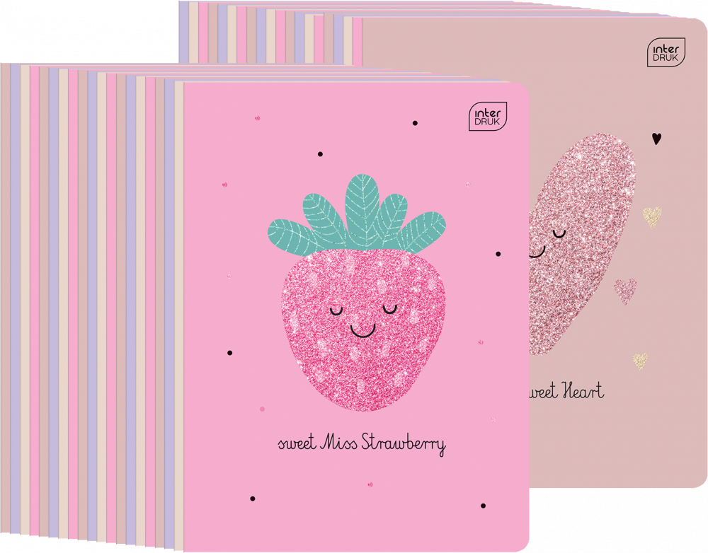 40x Zeszyt w wąskie linie Interdruk Glitter, A5, 16 kartek, mix wzorów